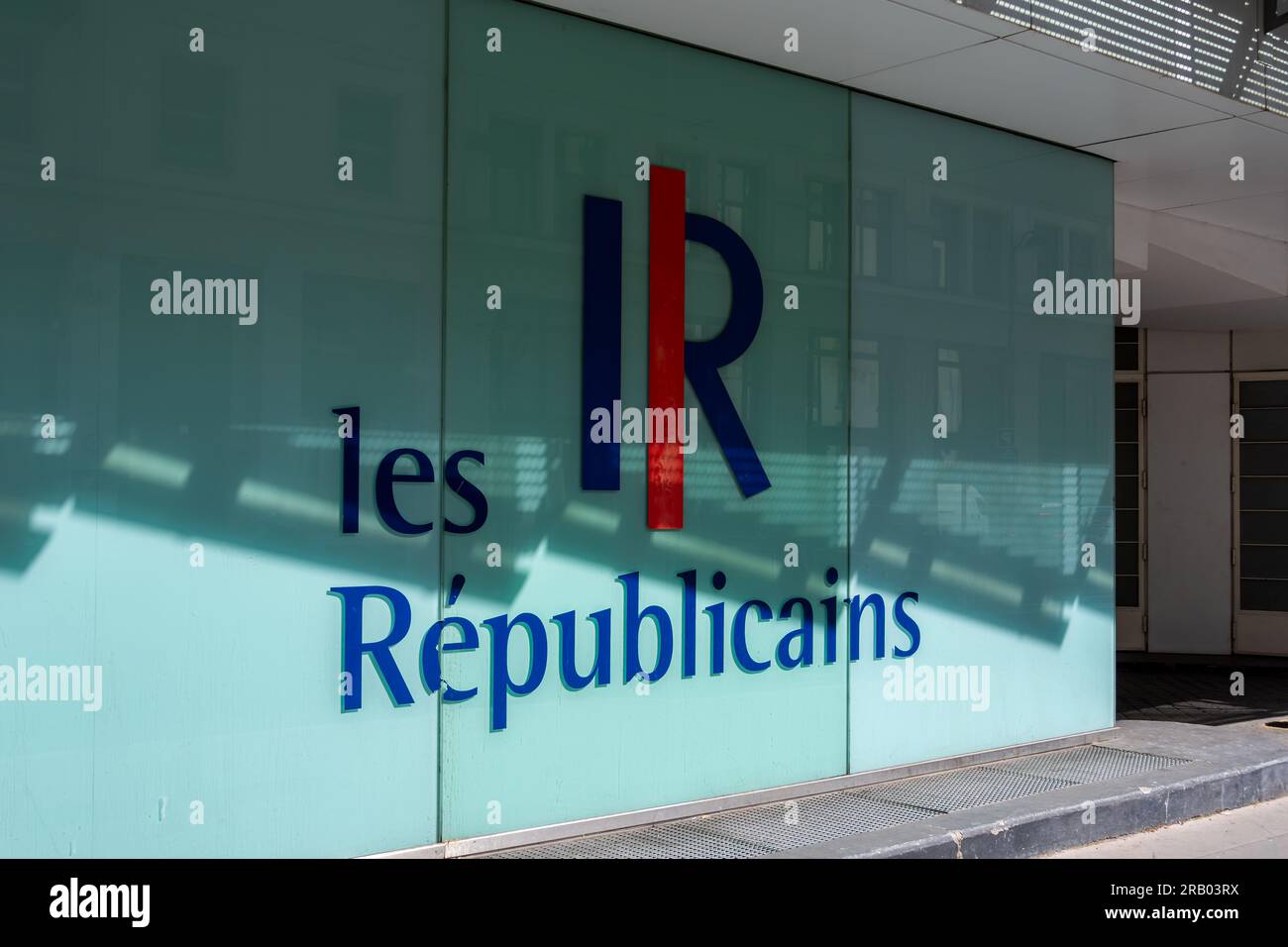 Entrance to the headquarters of the French political party Les Républicains (LR), Paris, France Stock Photo