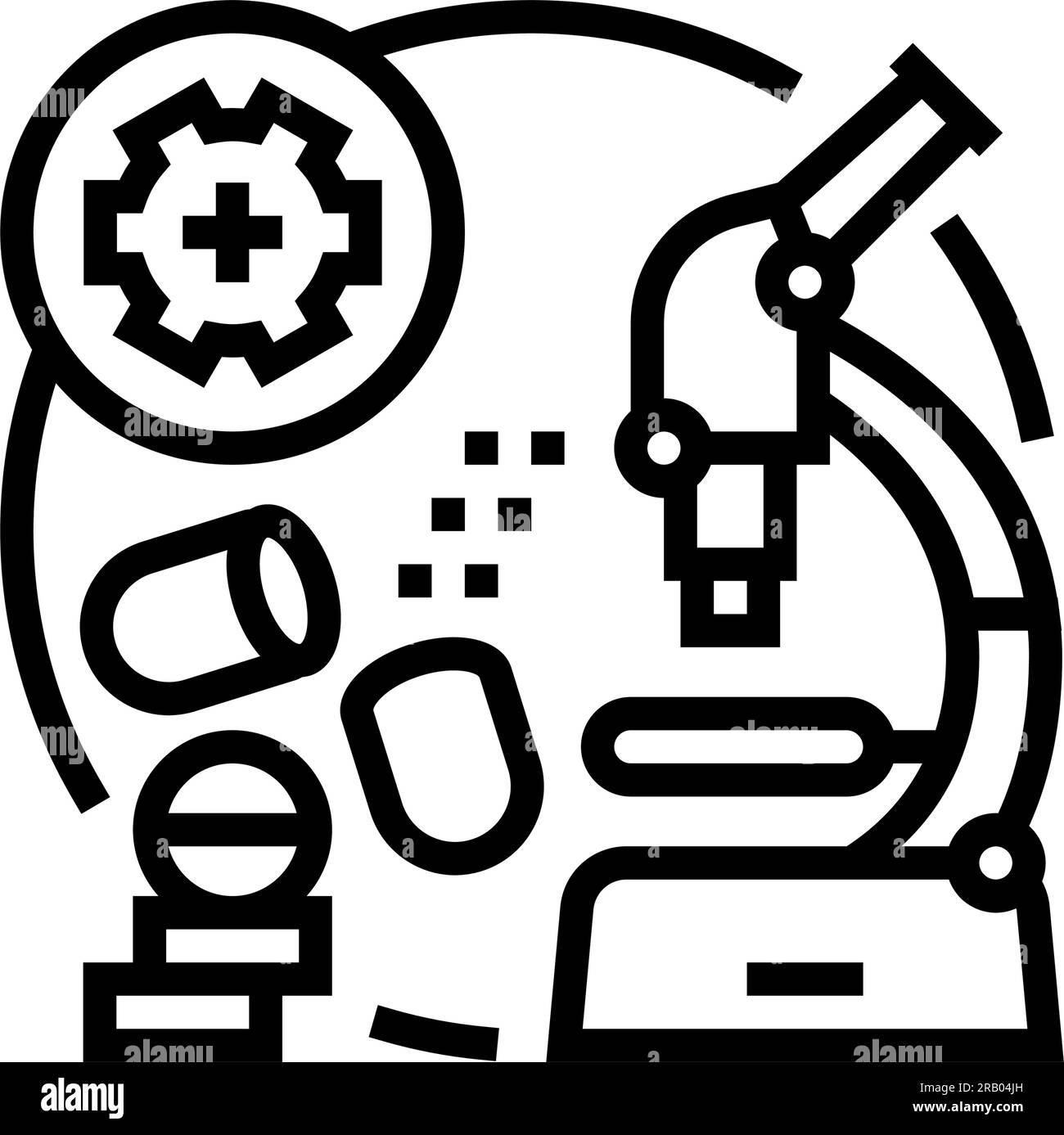 drug discovery development biomedical line icon vector illustration