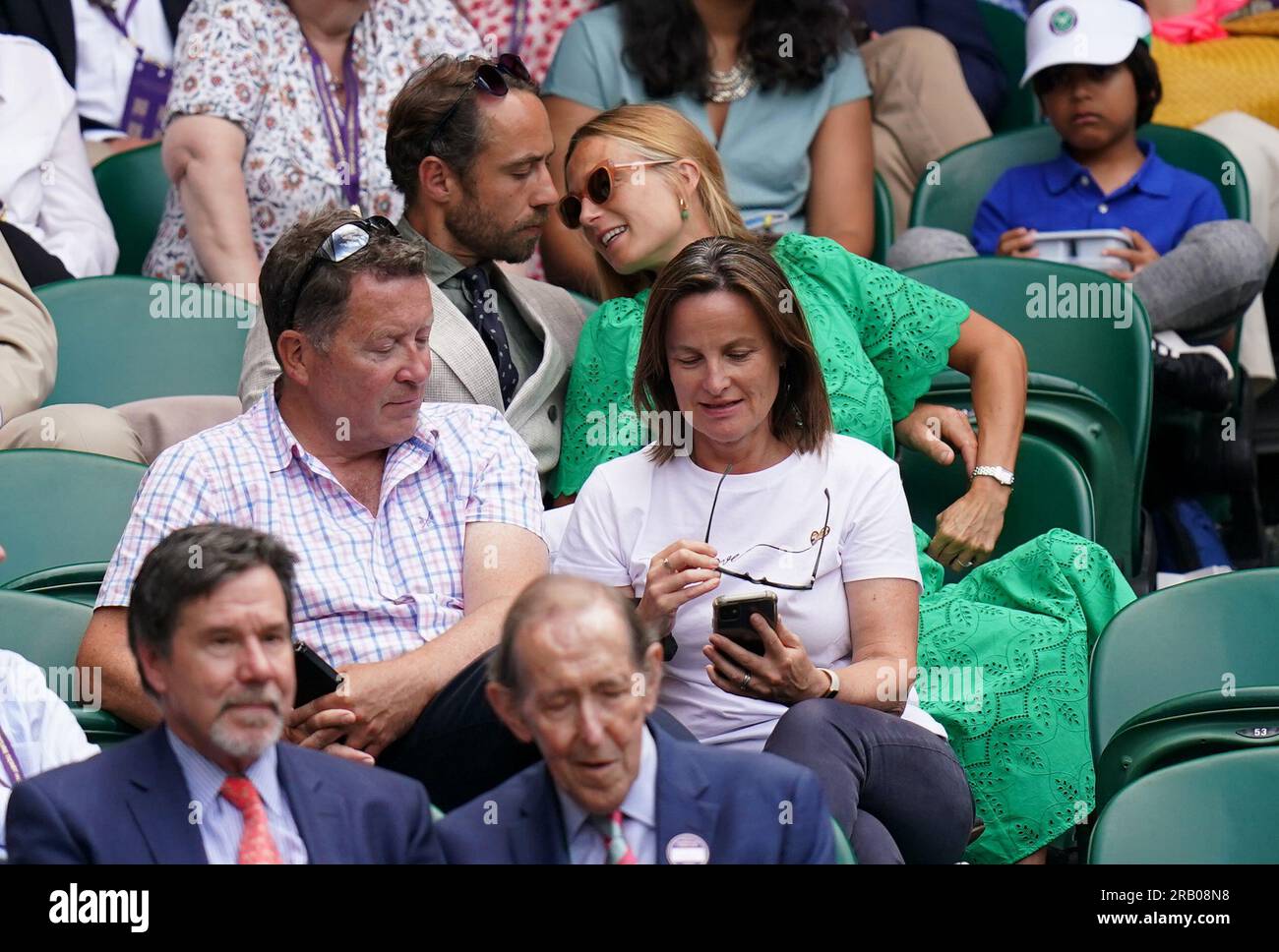 James Middleton and his wife Alizee Thevenet on day four of the 2023 Wimbledon Championships at the All England Lawn Tennis and Croquet Club in Wimbledon. Picture date: Thursday July 6, 2023. Stock Photo