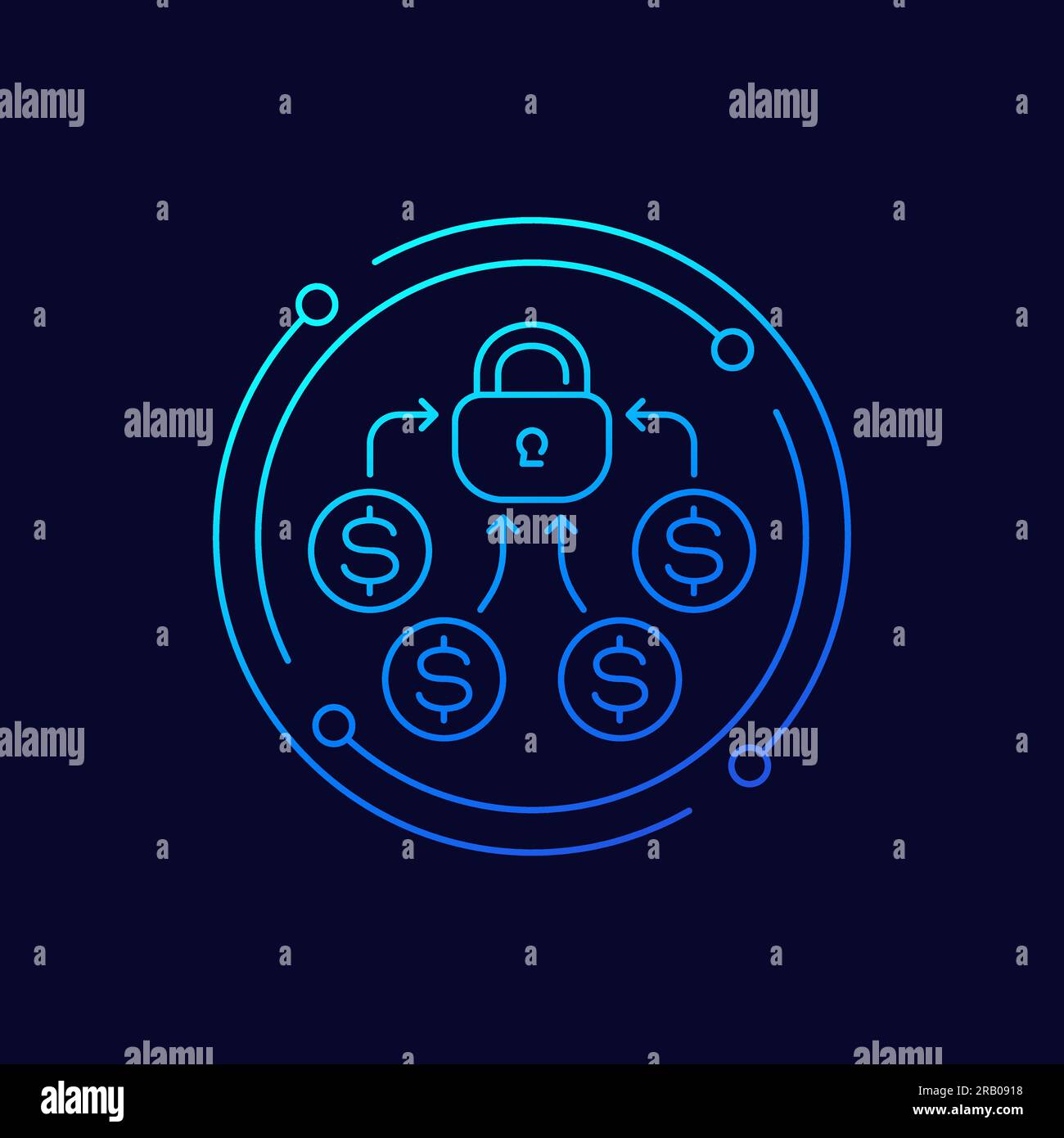 locked funds icon, linear design Stock Vector