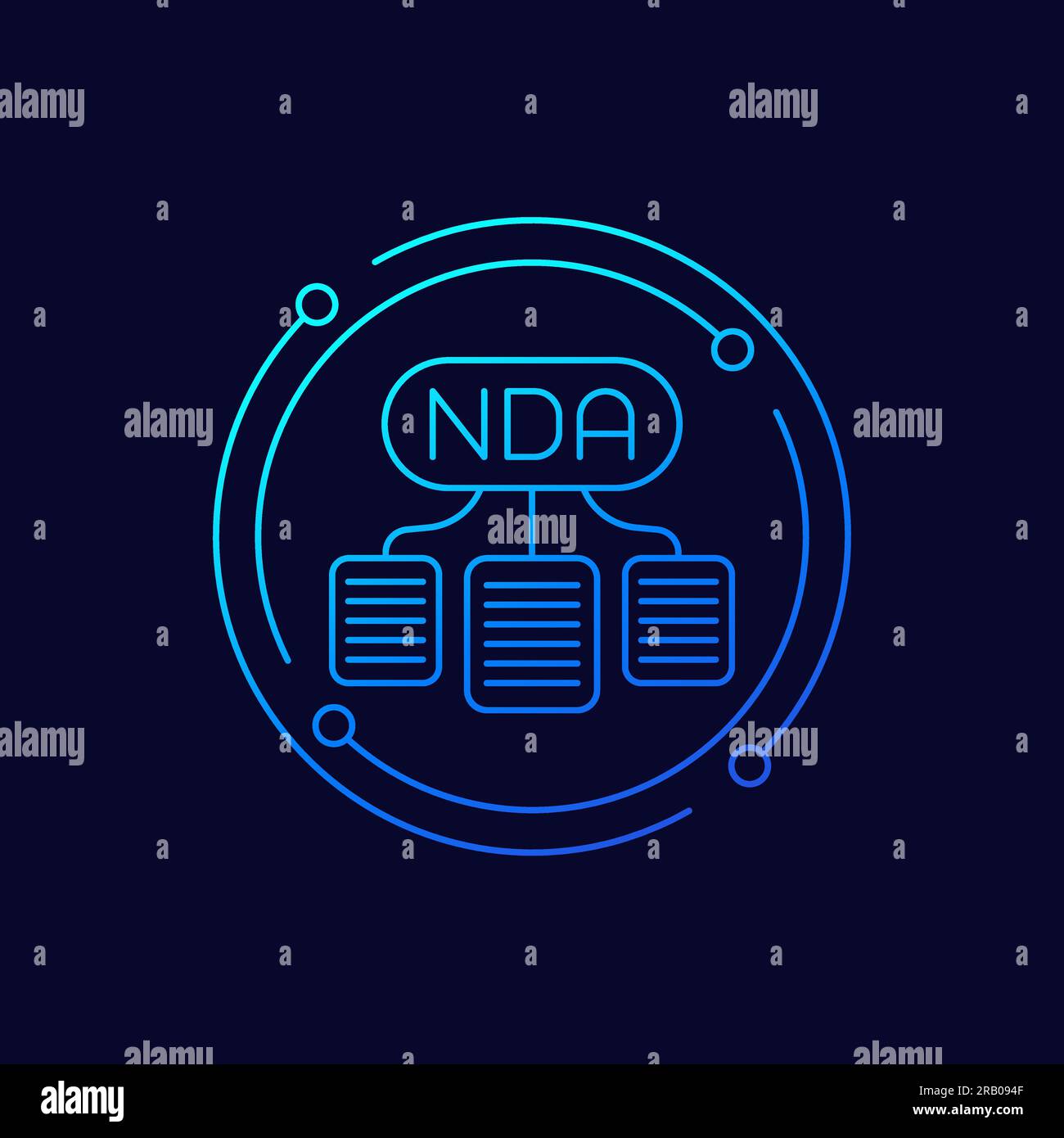 NDA icon with documents, linear design Stock Vector