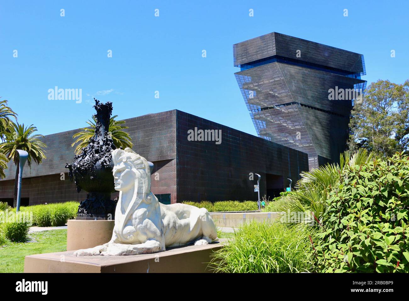 Sphinx Story of the Vine vase and De Young Museum Golden Gate Park San Francisco California USA Stock Photo