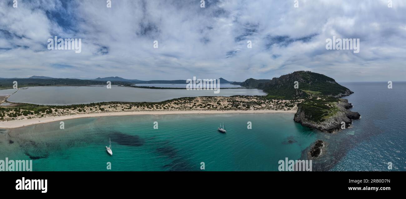 Aerial view of Voidokilia beach in Messinia, Greece Stock Photo