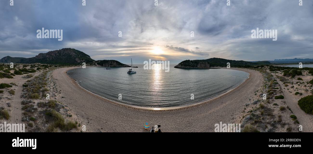 Aerial view of Voidokilia beach in Messinia, Greece Stock Photo