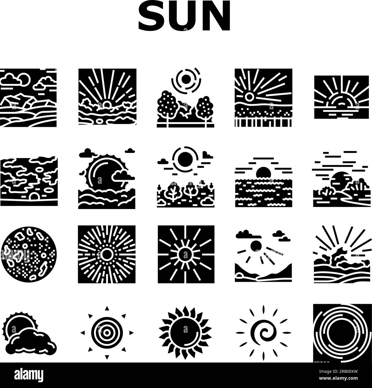 sun summer sunlight light icons set vector Stock Vector Image & Art - Alamy