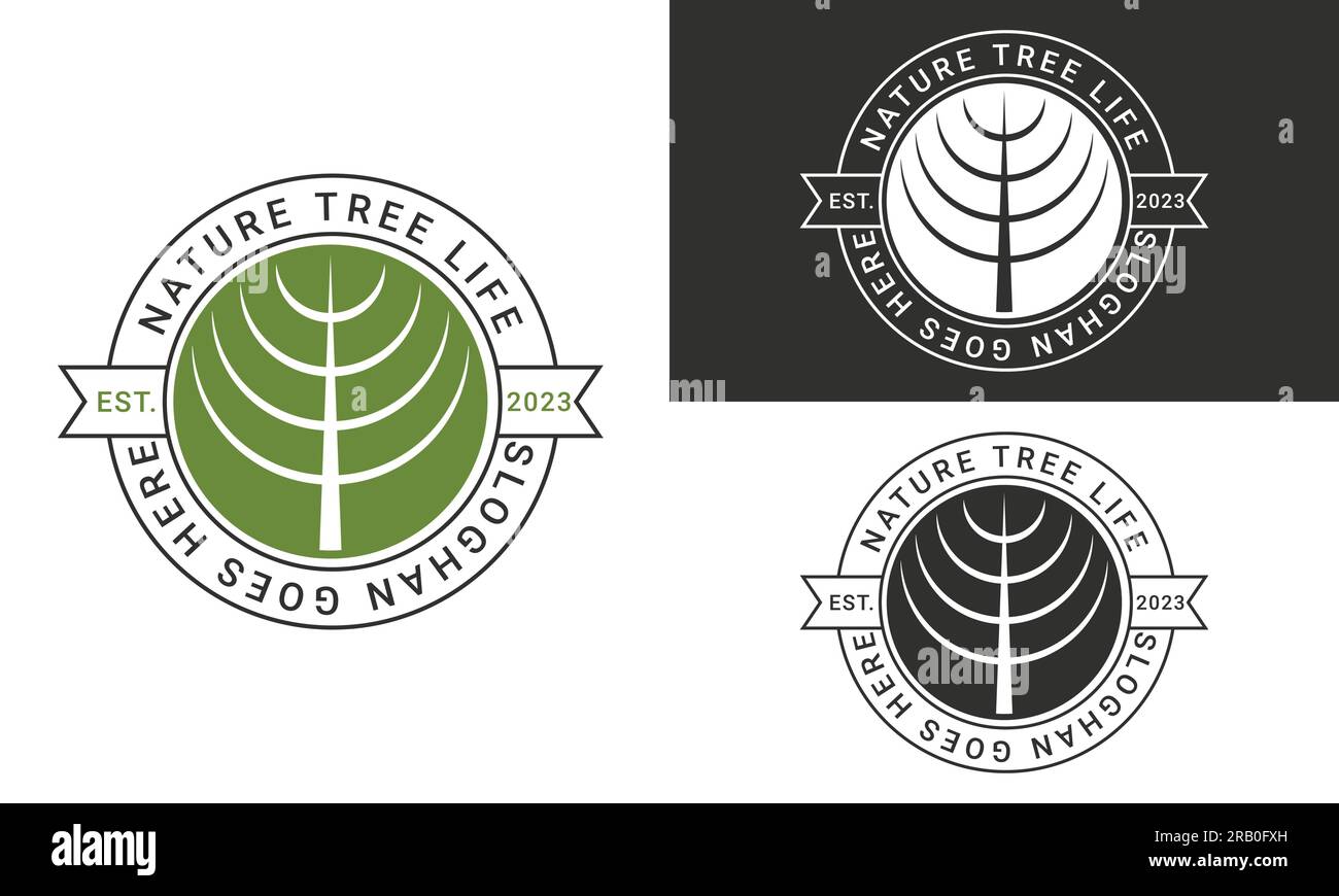 Nature Tree Life Logo Design Minimal Tree Logotype Eco Stock Vector