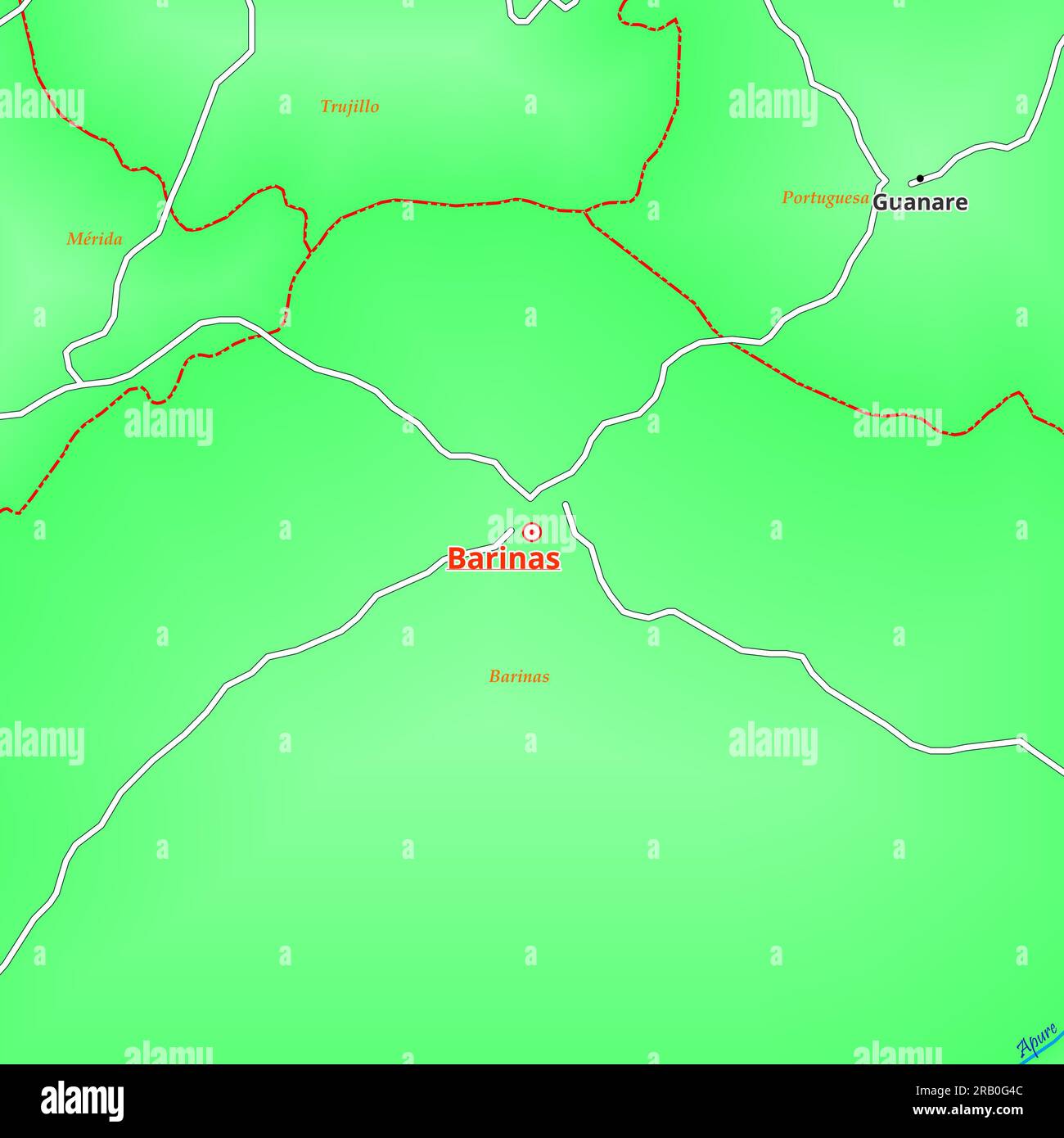 Map of Barinas City in Venezuela Stock Photo