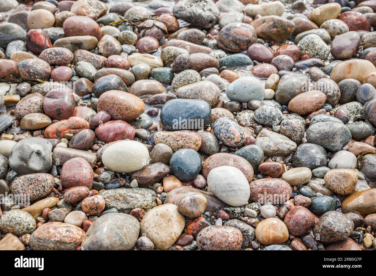 Colorful stones on a pebble beach Stock Photo