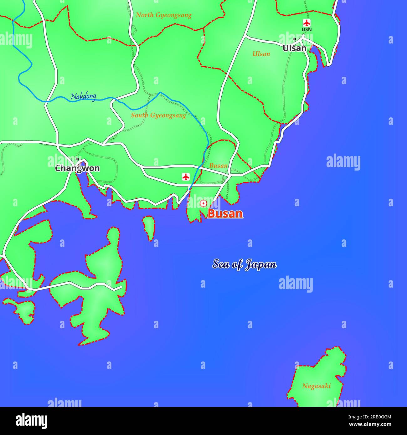 Map of Busan City in South Korea Stock Photo - Alamy