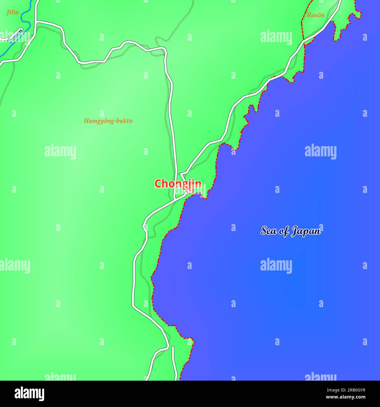 Map of Chongjin City in North Korea Stock Photo - Alamy