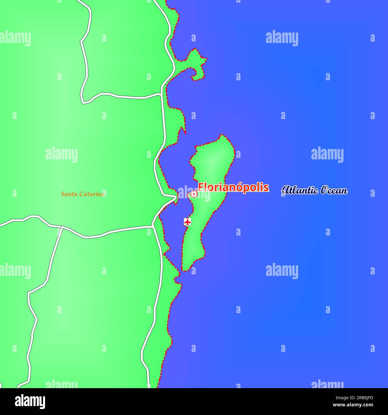 Ilustration map of Florianópolis City in Brazil Stock Photo - Alamy