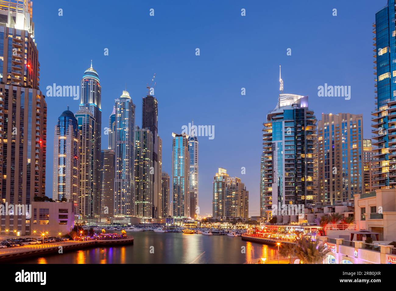 Skyline of modern high-rise buildings at Dubai Marina, UAE. Stock Photo