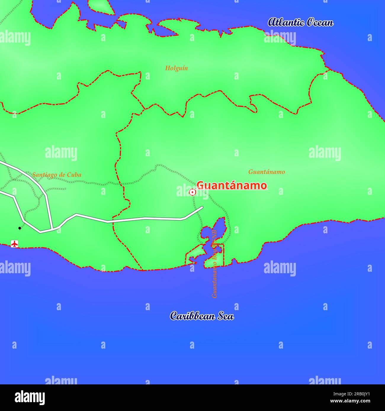 Map of Guantánamo City in Cuba Stock Photo - Alamy