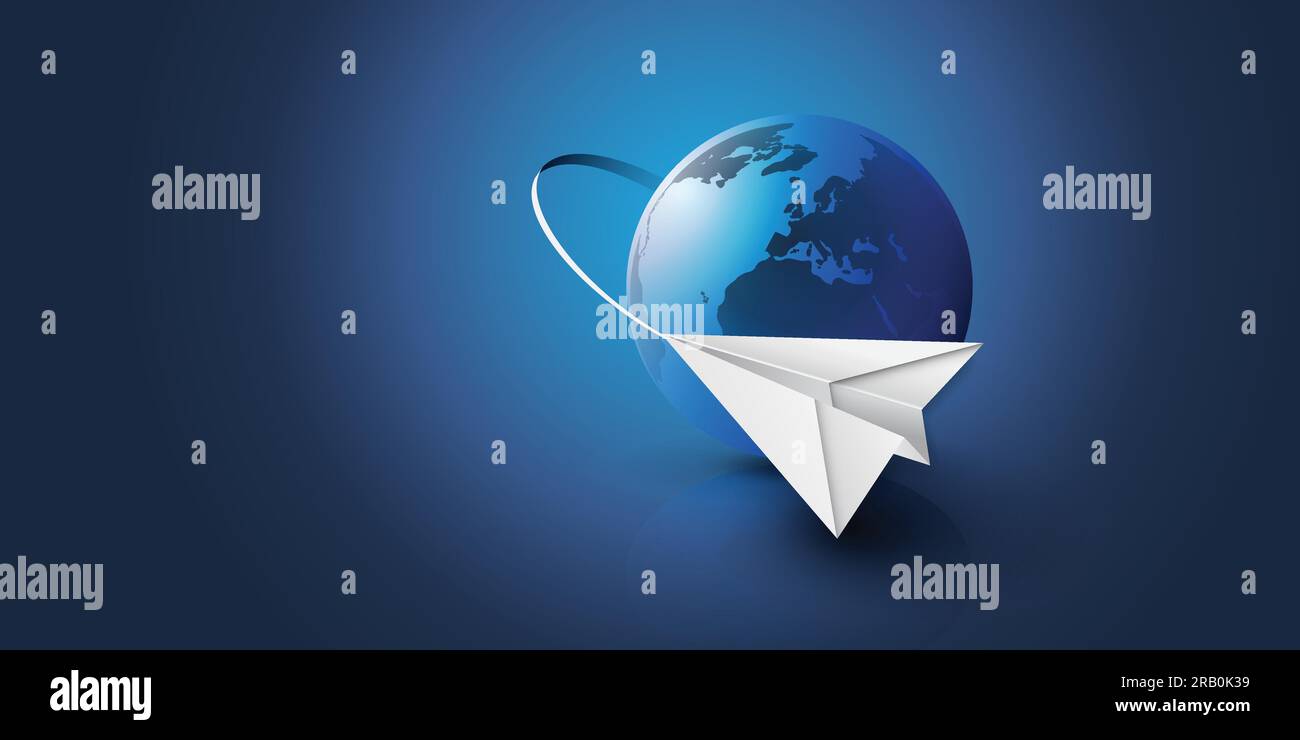Round the world flight map hi-res stock photography and images - Alamy