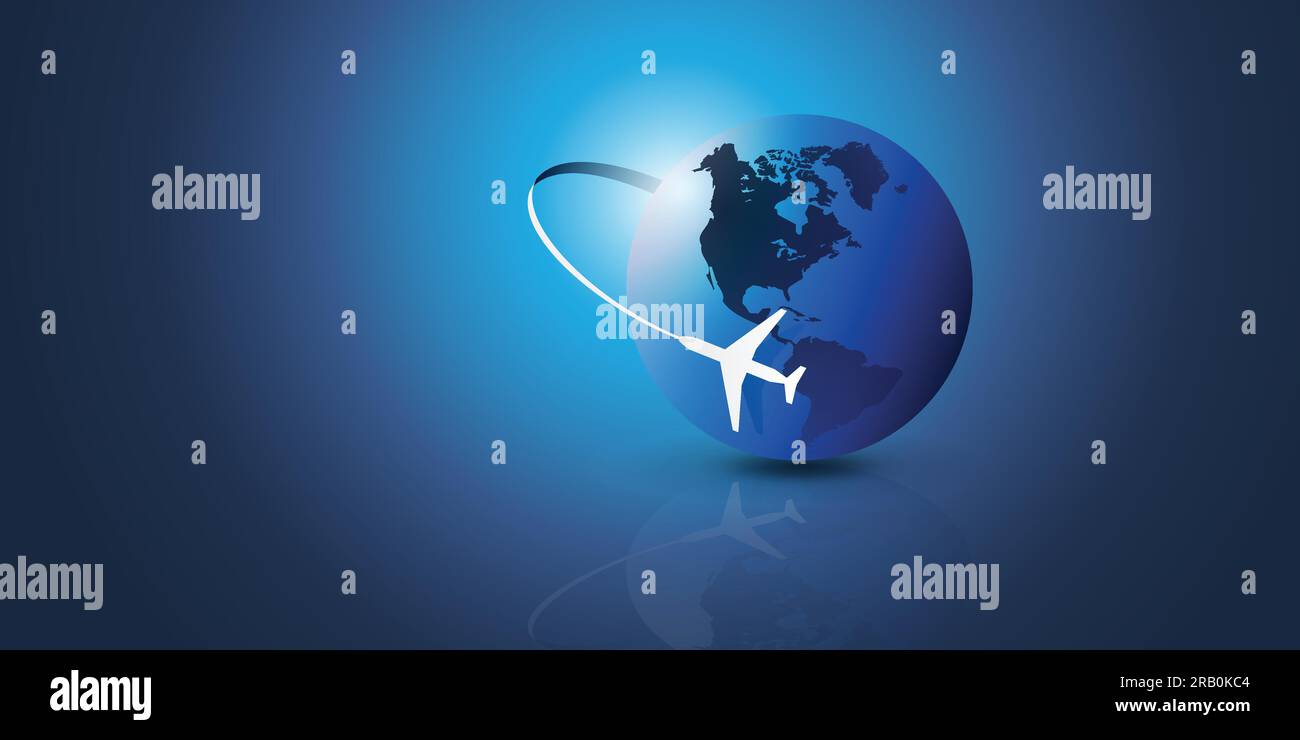 Traveling Around the World Travel by Airplane Globe Design Stock