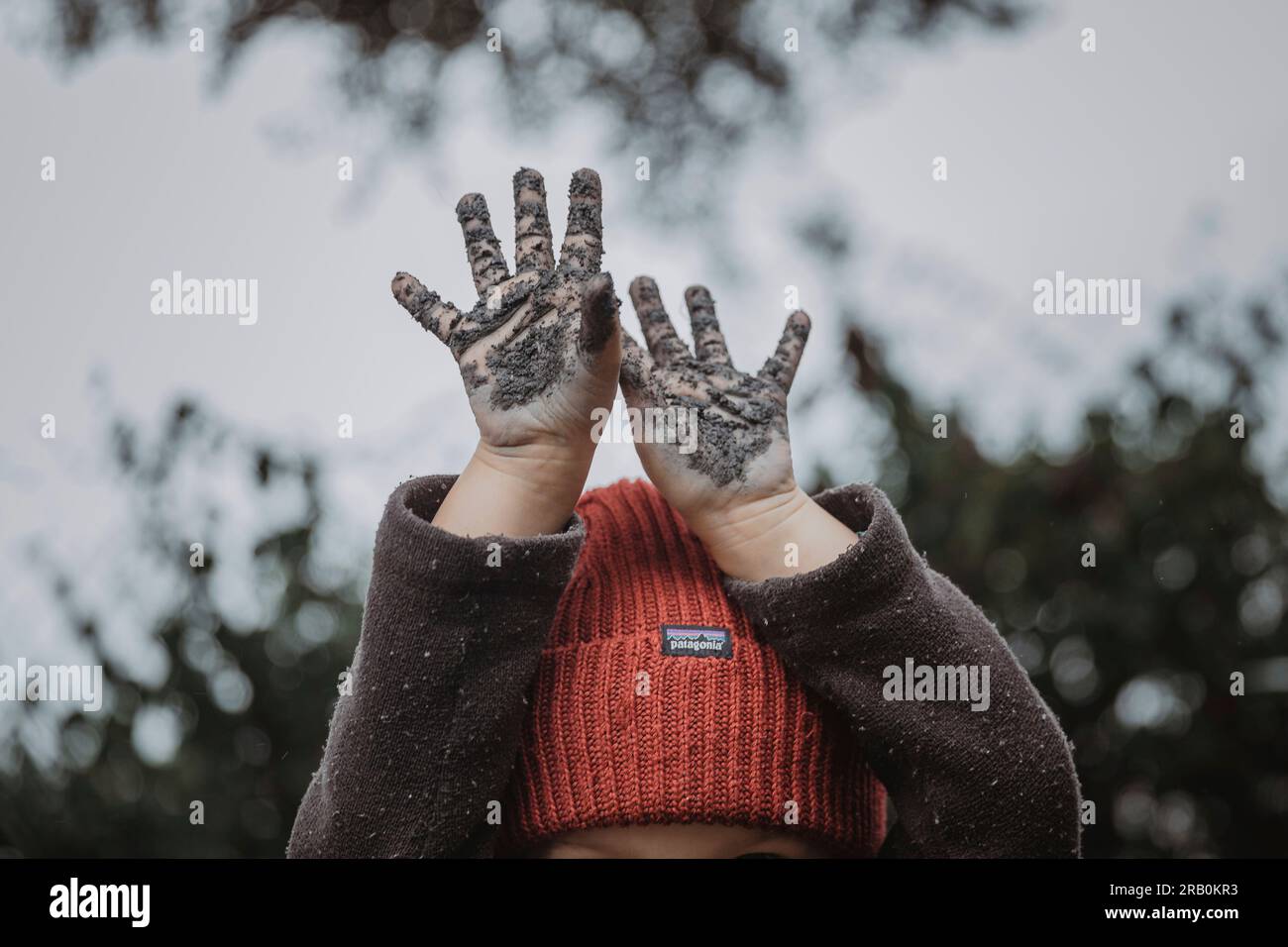 Boy with dirty hands Stock Photo
