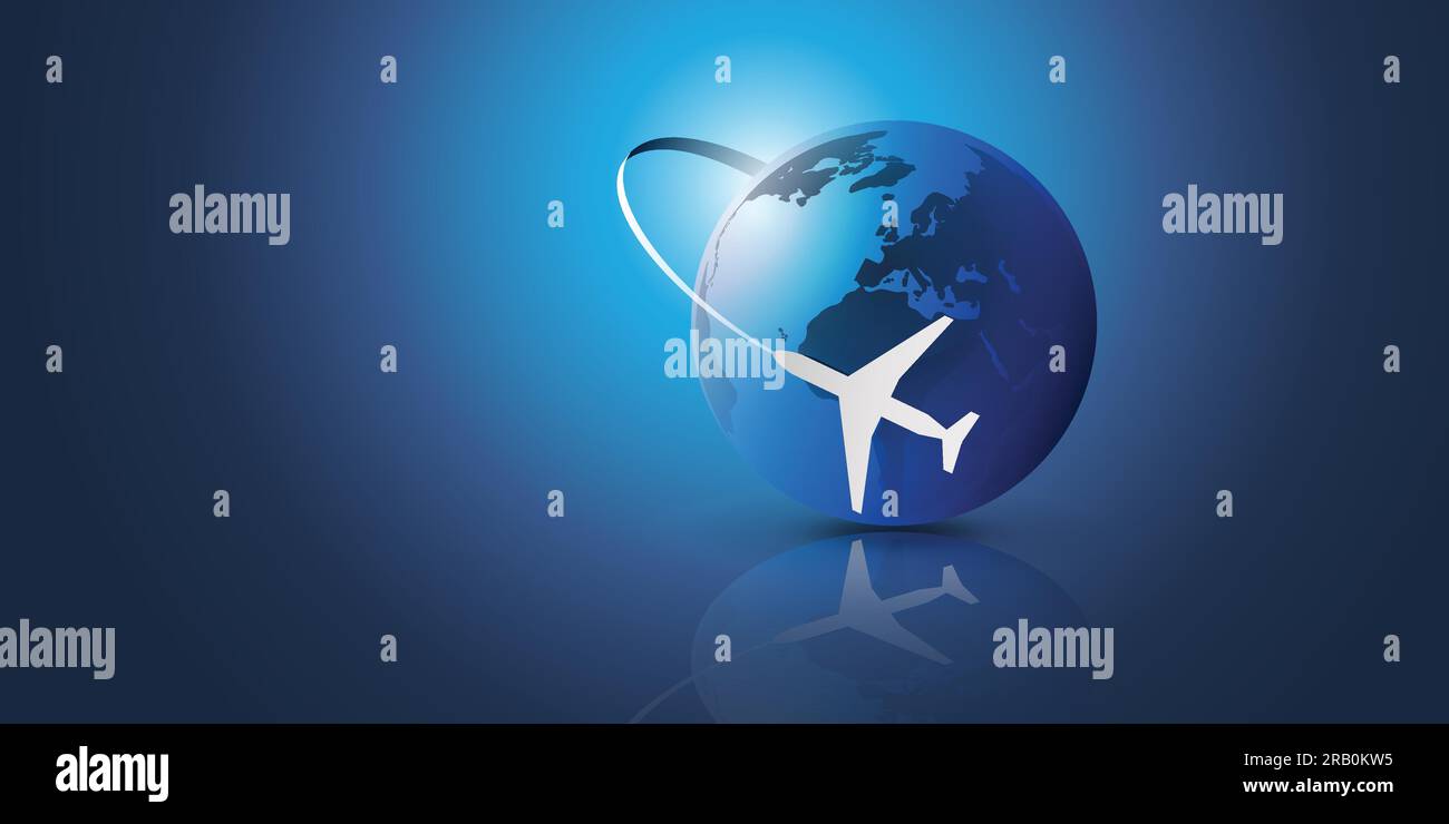 Traveling Around the World - Travel by Airplane - Globe Design Stock ...