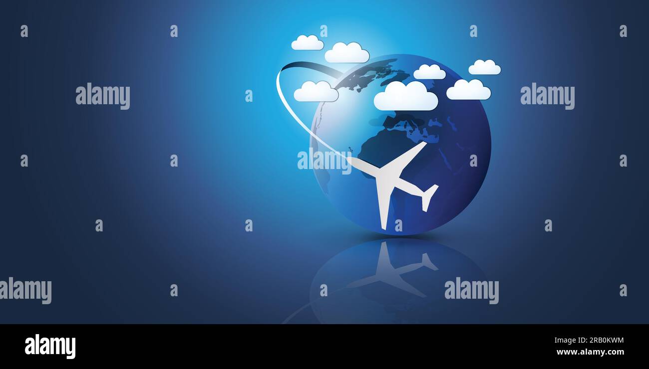 Traveling Around the World - Travel by Airplane - Globe Design Stock ...