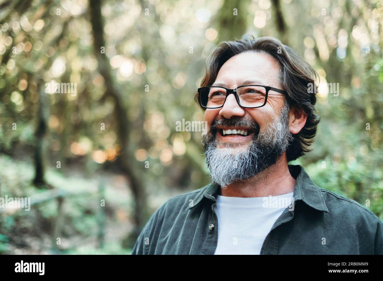 Bearded mature man in eyeglasses hi res stock photography and images