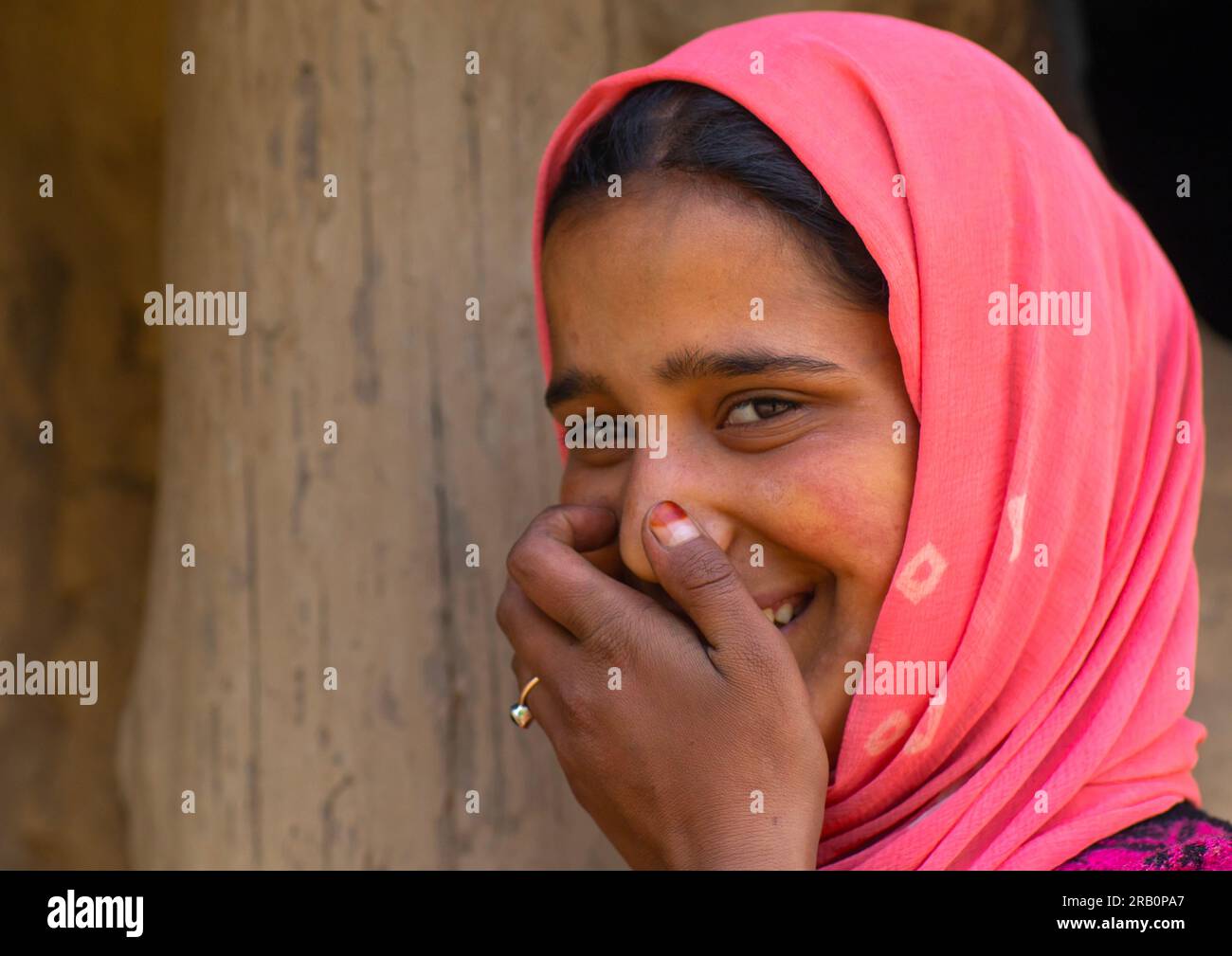 Portrait of a kashmiri veiled young woman, Jammu and Kashmir, Yusmarg, India Stock Photo