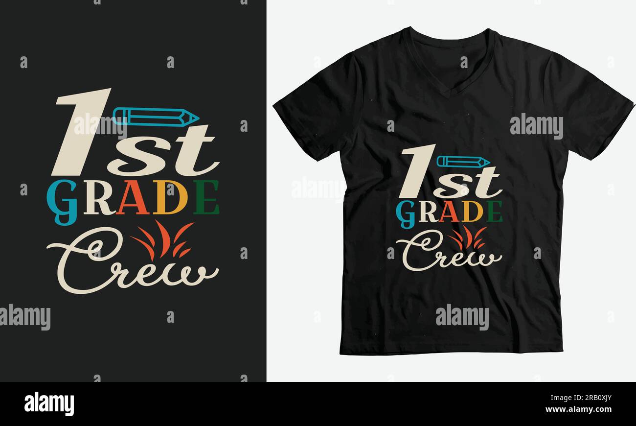 Back To School Quotes-1st Grade Crew School typography t shirt design Stock Vector