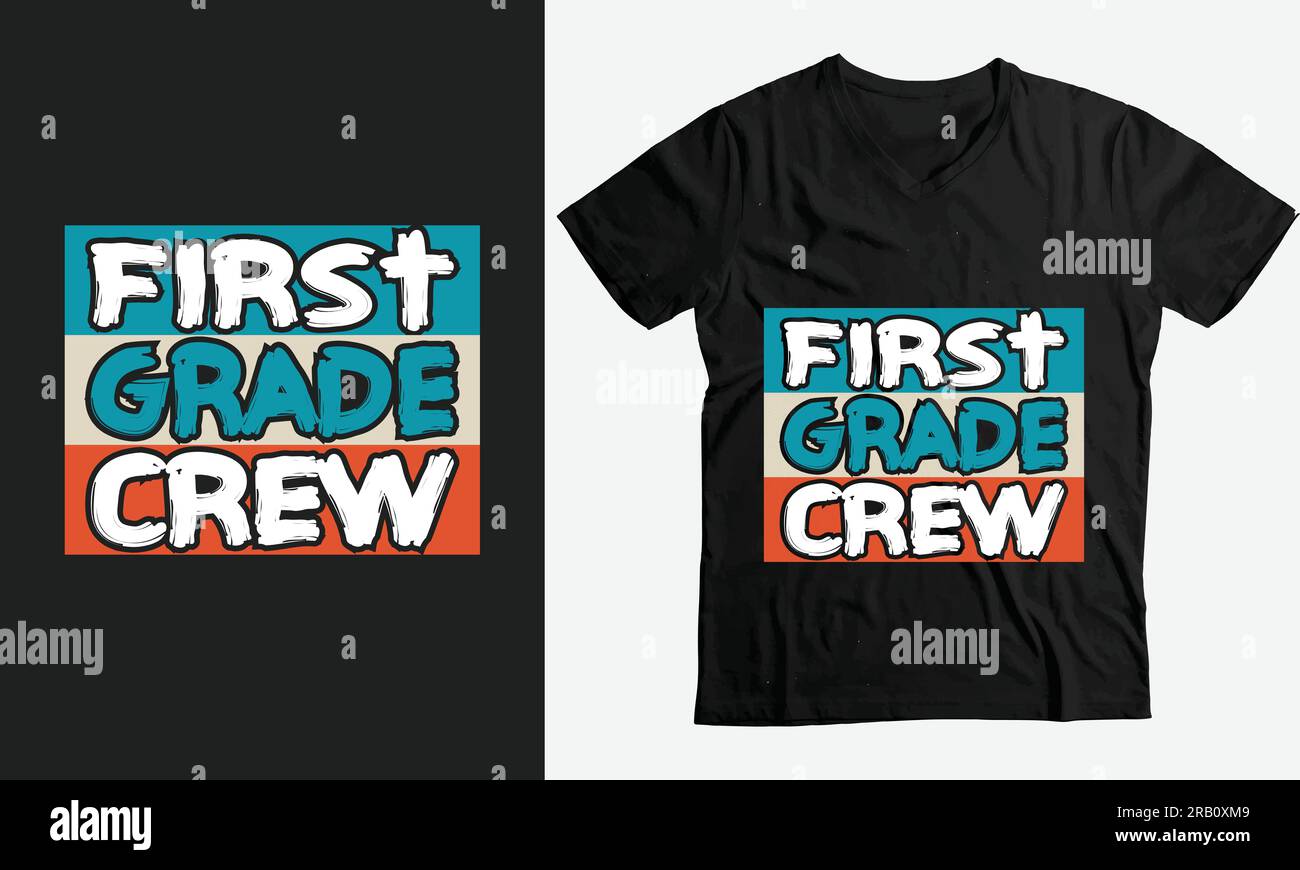 Back To School typography shirt design -1st Grade Crew, Stock Vector