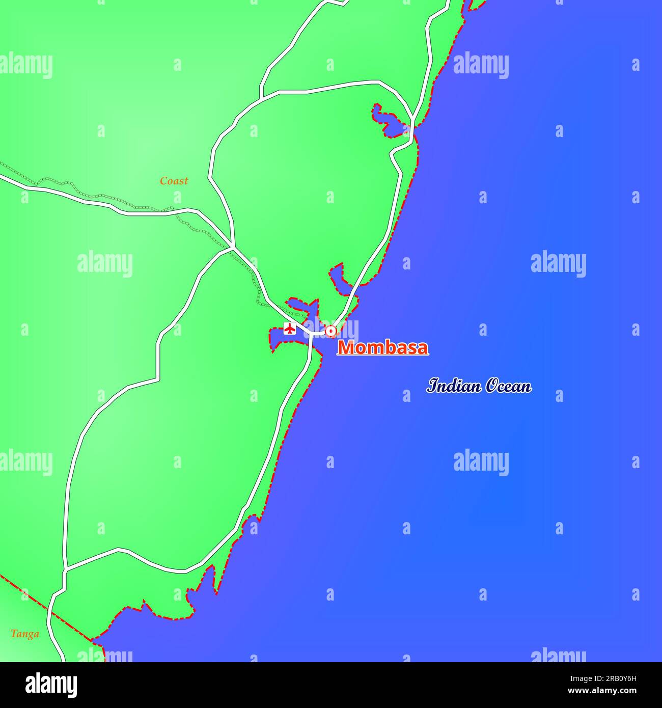 Map of Mombasa City in Kenya Stock Photo - Alamy 