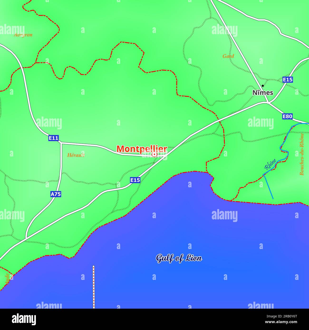 Map of Montpellier City in France Stock Photo - Alamy