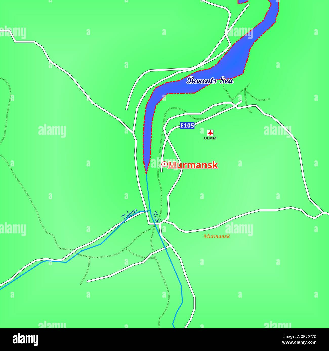 Map of Murmansk City in Russia Stock Photo Alamy