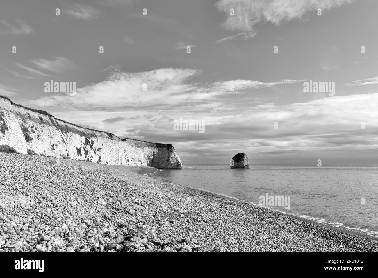 Black and white view of Freshwater Bay - Isle of Wight Stock Photo - Alamy