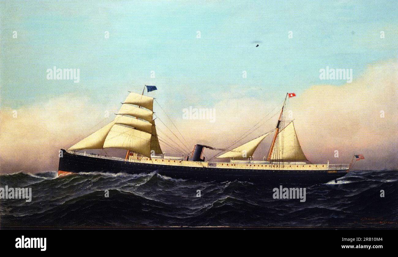 SS Columbia 1880 by Antonio Jacobsen Stock Photo - Alamy