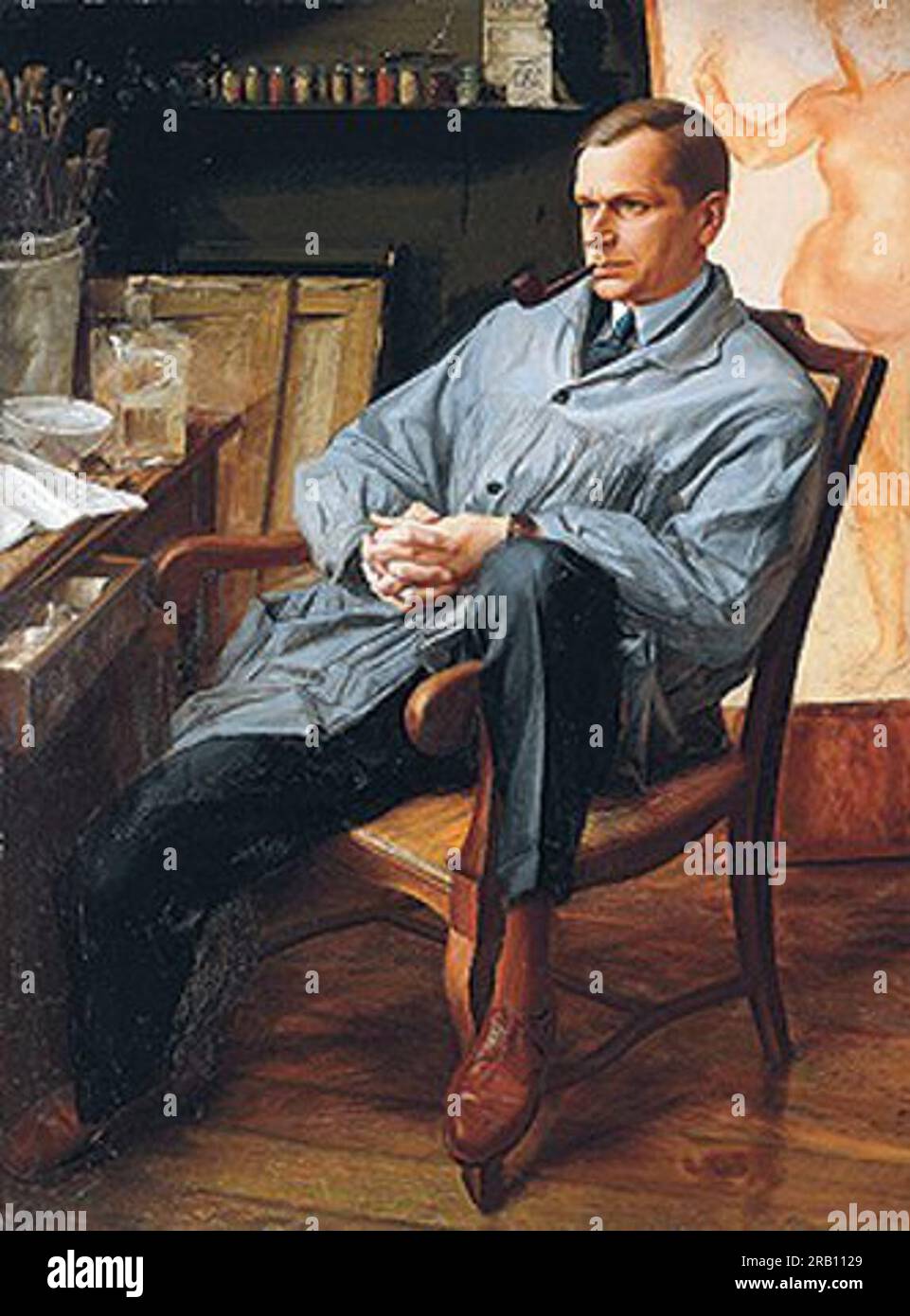 Portrait of Vasily Shuhaev in his Studio 1928 by Alexandre Jacovleff Stock Photo