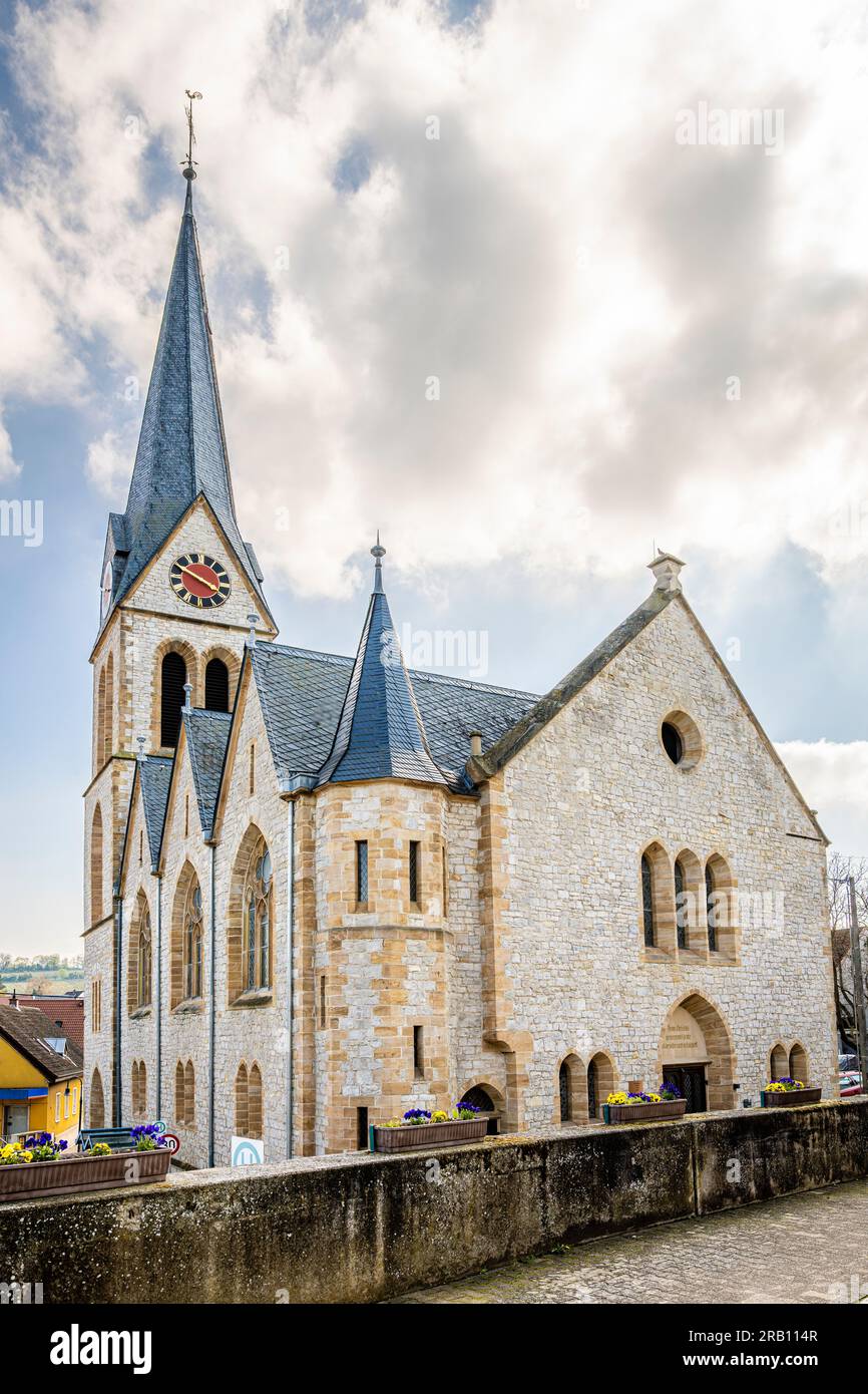 ev. church St. Pankratius inSchwabsburg, Rheinhessen Stock Photo