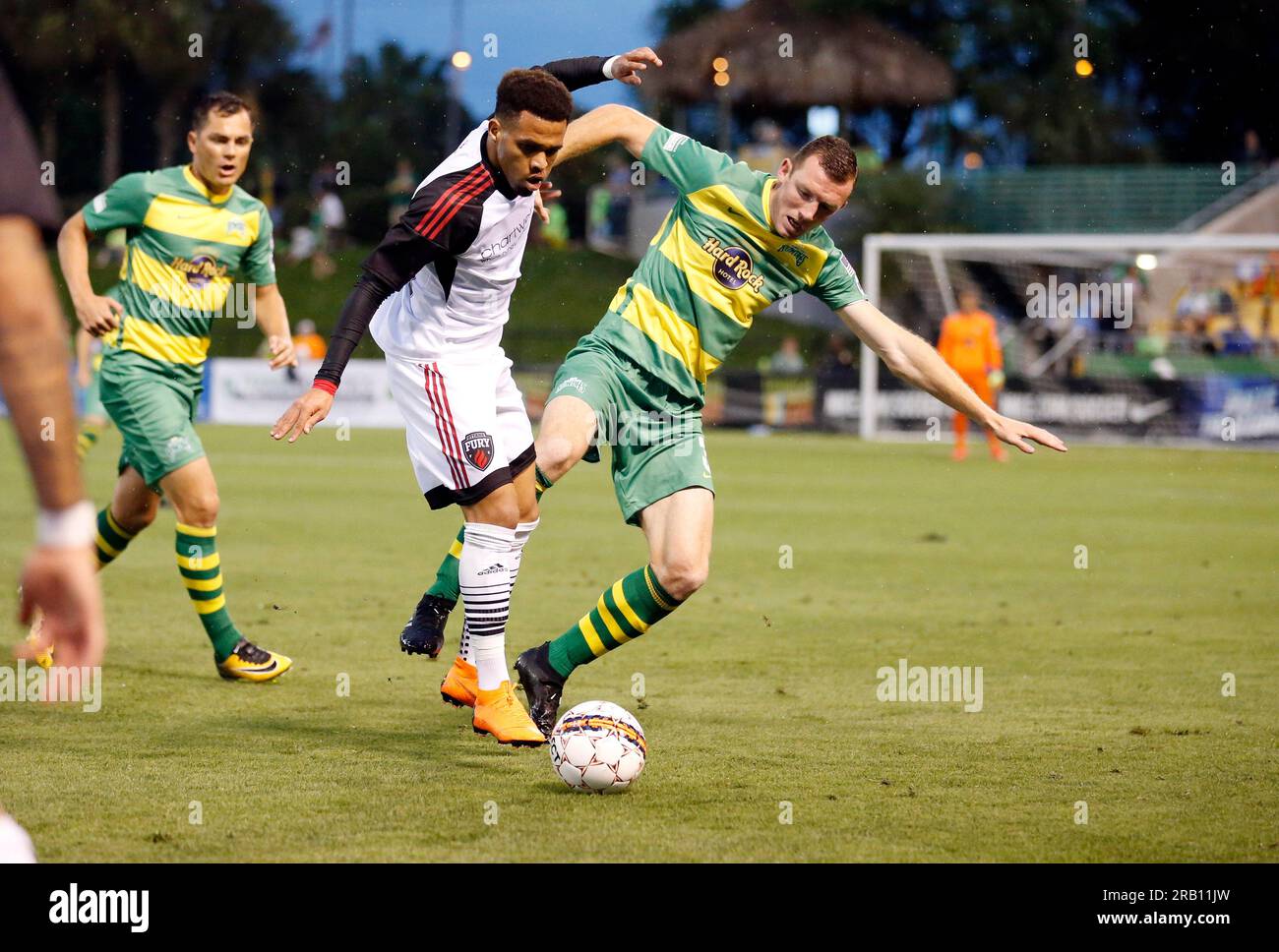 APRIL 7, 2018 - ST. PETERSBURG, FLORIDA: The Tampa Bay Rowdies Neill Collins during a match against Ottawa Fury FC at Al Lang Field. Collins was named the Head Coach at Barnsley F.C. on July 6, 2023. Stock Photo