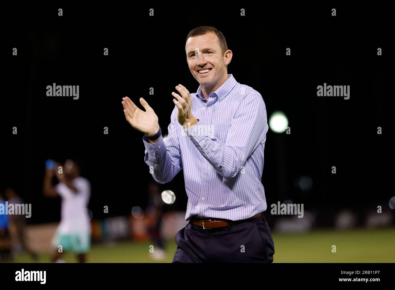 MAY 13, 2023 - ST. PETERSBURG, FLORIDA: Tampa Bay Rowdies Head Coach Neill Collins during the Tampa Bay Rowdies match against Detroit City FC at Al Lang Stadium. Collins was named the Head Coach at Barnsley F.C. on July 6, 2023. Stock Photo