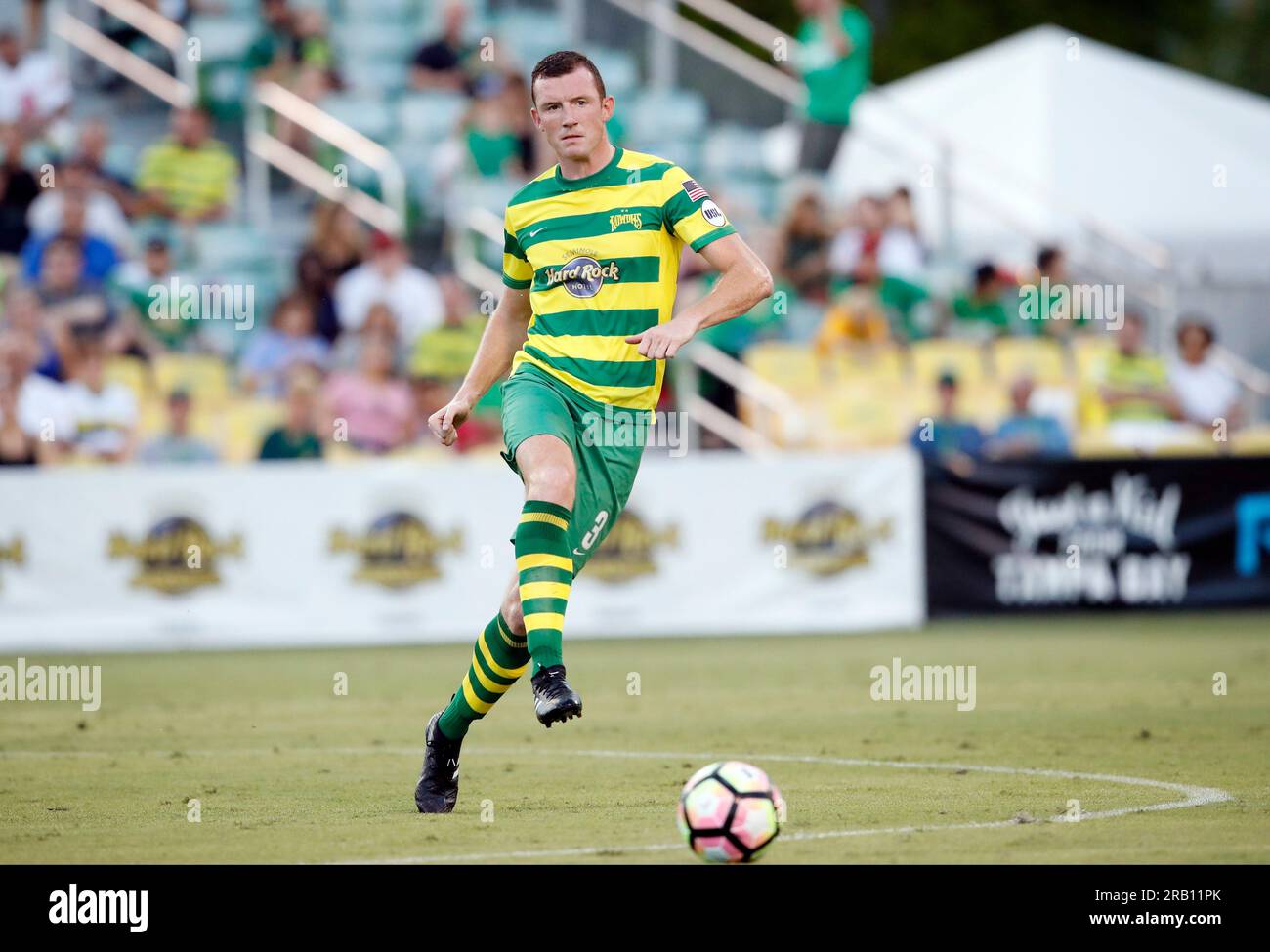 AUGUST 5, 2017 - ST. PETERSBURG, FLORIDA: Defender Neill Collins during the Tampa Bay Rowdies match against the Harrisburg City Islanders at Al Lang Field. Collins was named the Head Coach at Barnsley F.C. on July 6, 2023. Stock Photo