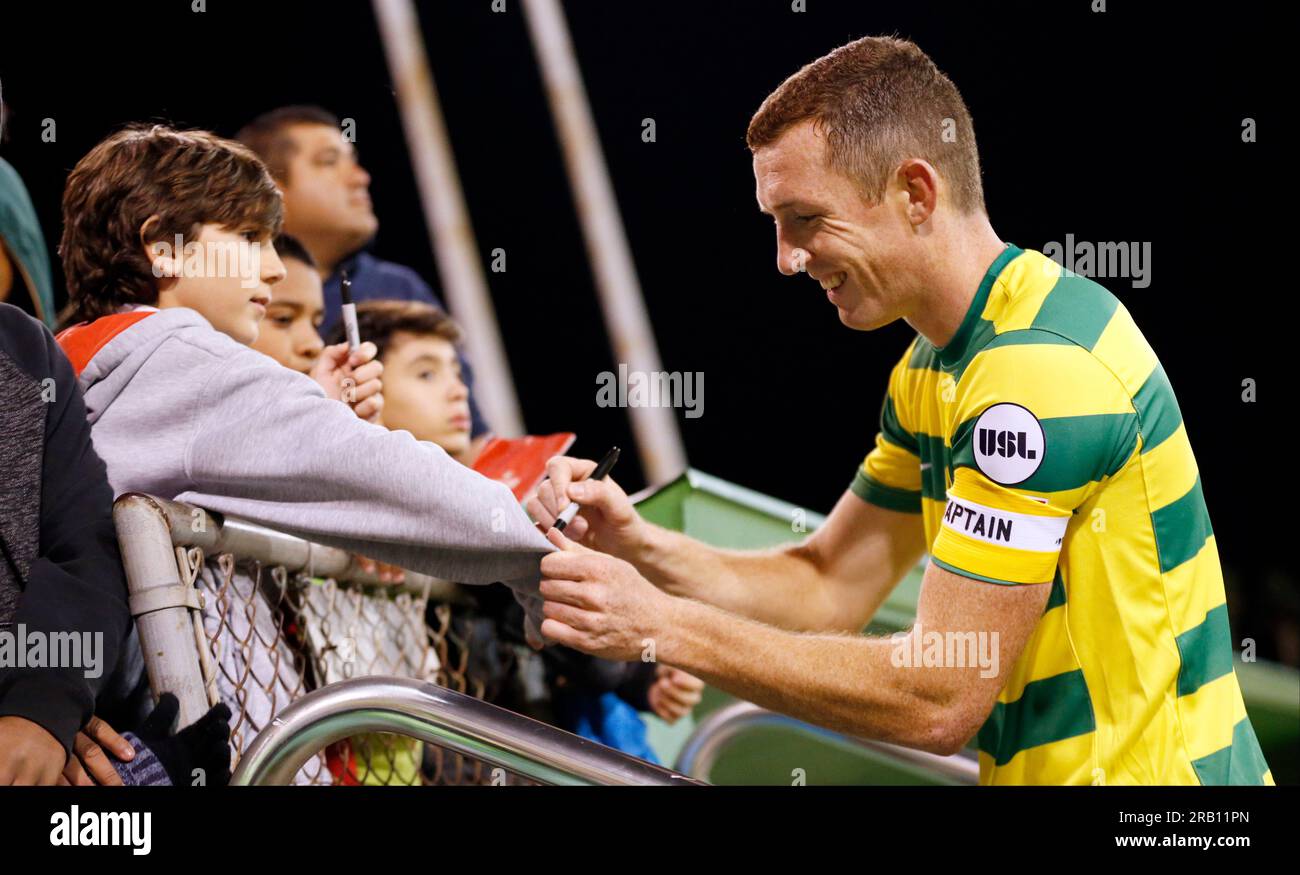 JANUARY 8, 2017 - ST. PETERSBURG, FLORIDA: Defender Neill Collins following the Tampa Bay Rowdies Florida Cup match against Wolfsburg at Al Lang Field. Wolfsburg won 2-0. Stock Photo