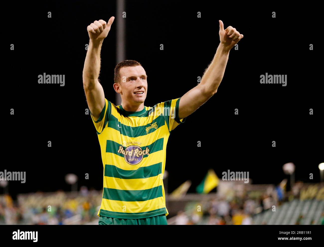 JULY 29, 2017 - ST. PETERSBURG, FLORIDA: Neill Collins celebrates following the Tampa Bay Rowdies match against Pittsburgh Riverhounds at Al Lang Field. Collins was named the Head Coach at Barnsley F.C. on July 6, 2023. Stock Photo