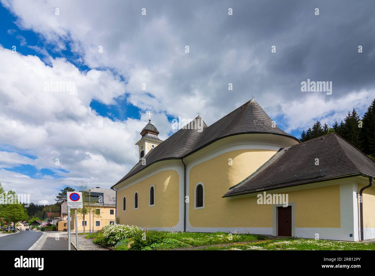 Hinterstoder, church Hinterstoder in Pyhrn-Priel, Upper Austria, Austria Stock Photo