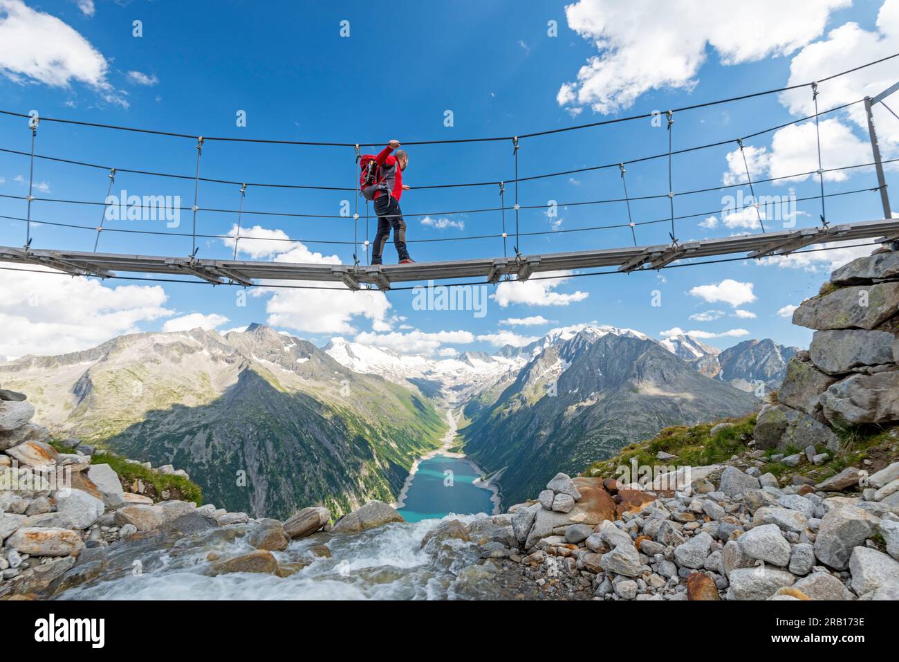 Bridge from Olpererhütte in Zillertal, Europe, Austria, Zillertal Stock