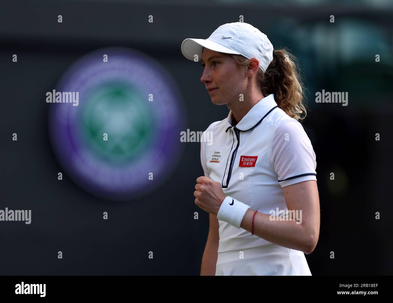 Cristina Bucsa during her match against Jessica Pegula (not pictured) on day four of the 2023 Wimbledon Championships at the All England Lawn Tennis and Croquet Club in Wimbledon. Picture date: Thursday July 6, 2023. Stock Photo