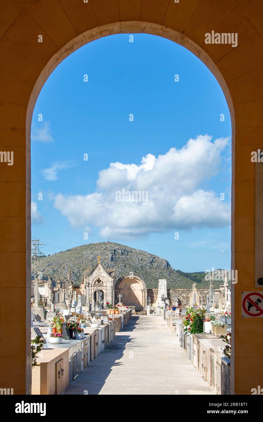 Gate to the cemetery in Alcudia, Mallorca Stock Photo