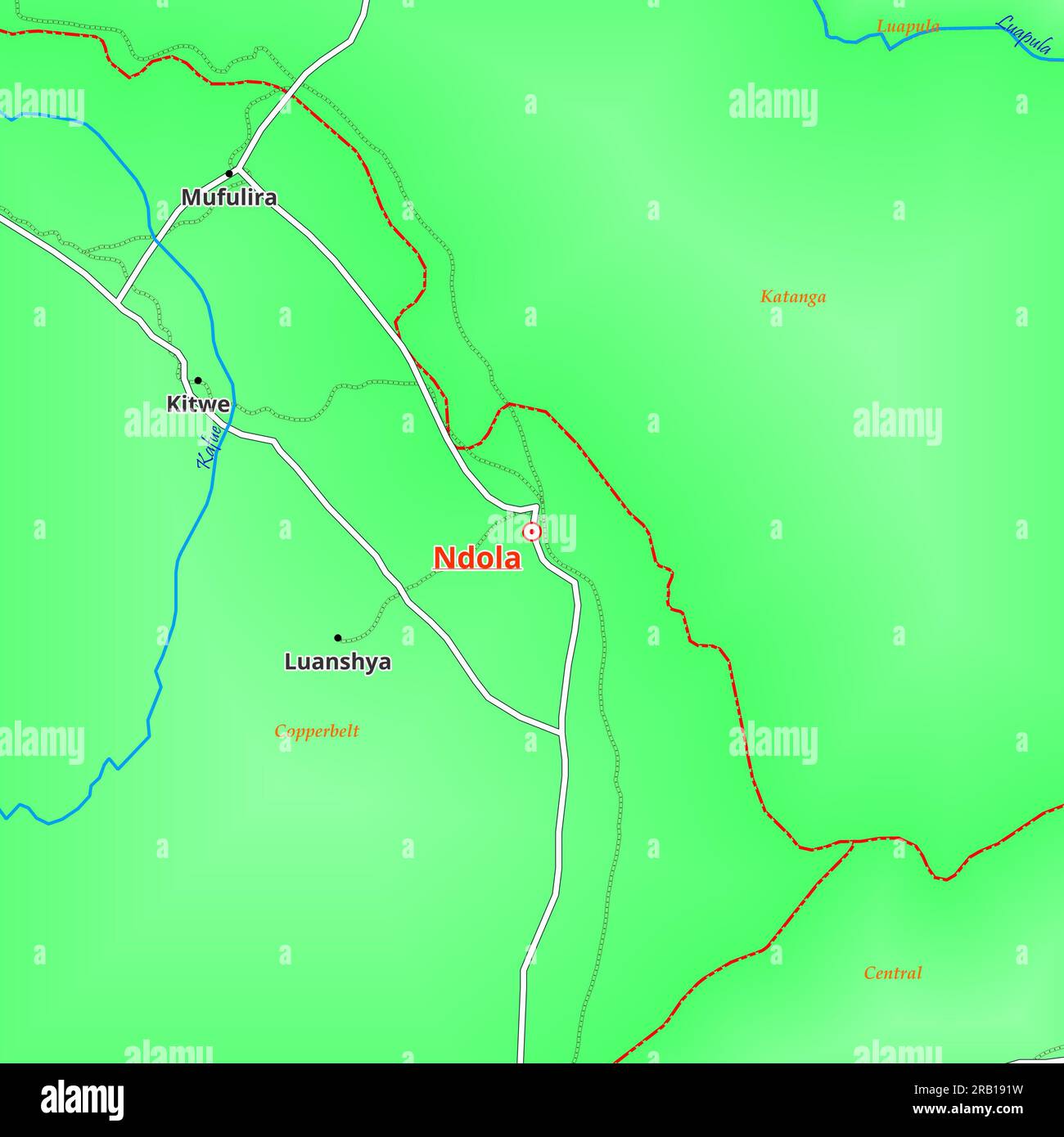 Map of Ndola City in Zambia Stock Photo Alamy