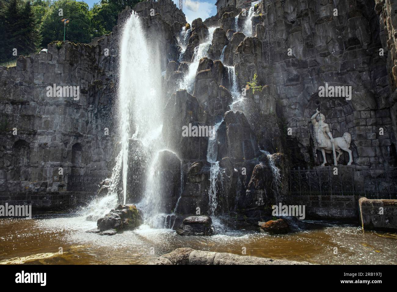 Germany, Hesse, Kassel, Wilhelmshöhe Palace, Bergpark, Neptune Basin, Grotto, Fountain Stock Photo