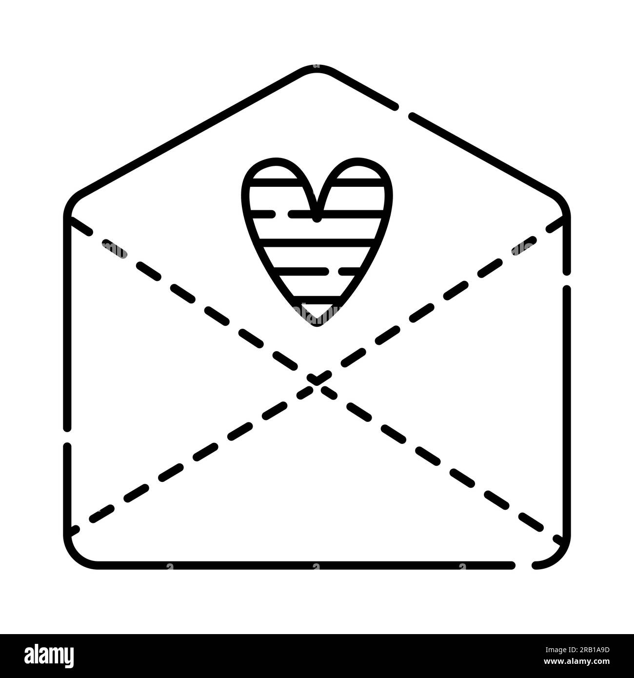 Cute envelope with heart vector black line icon Stock Vector