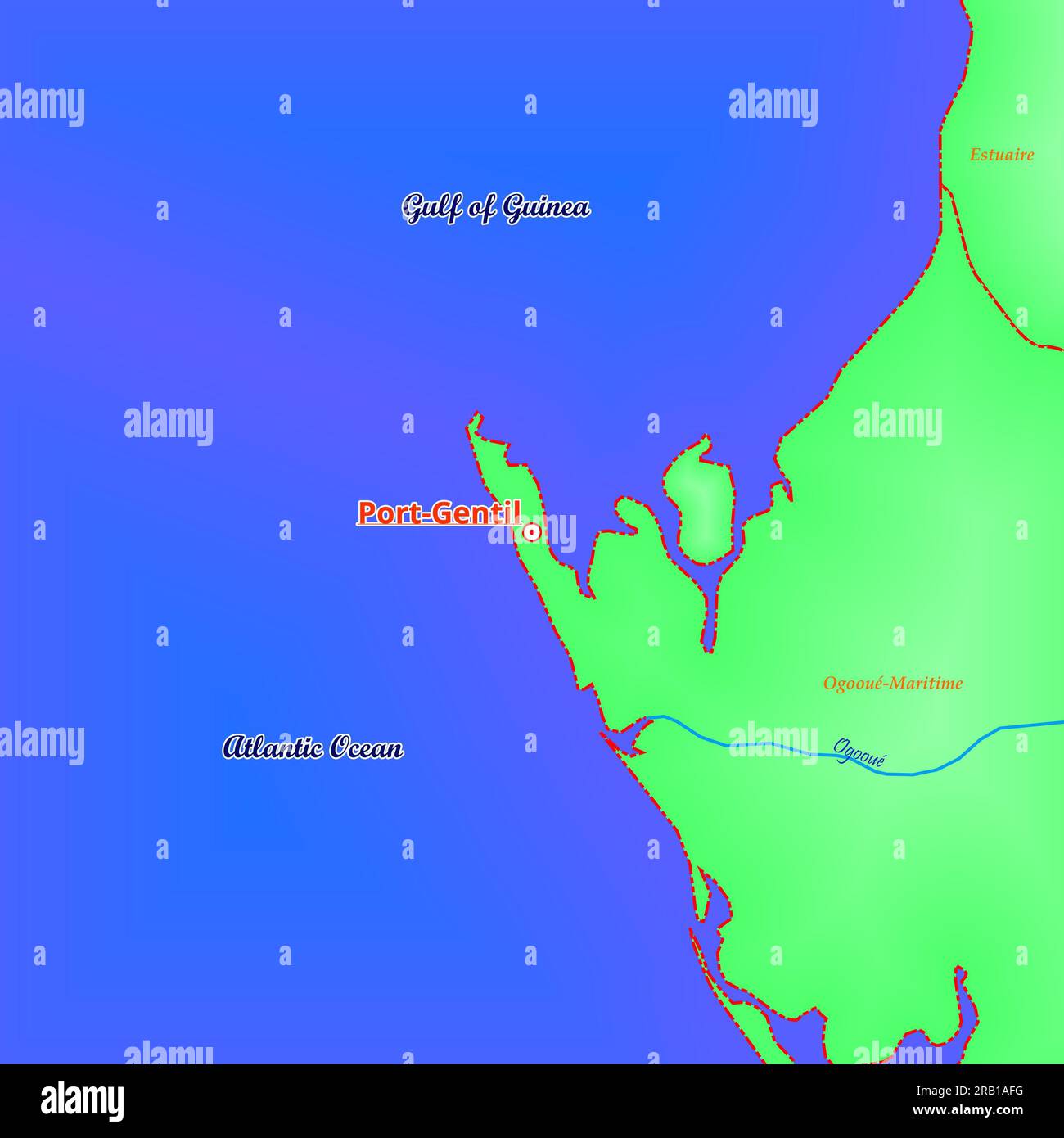 Map of PortGentil City in Gabon Stock Photo Alamy