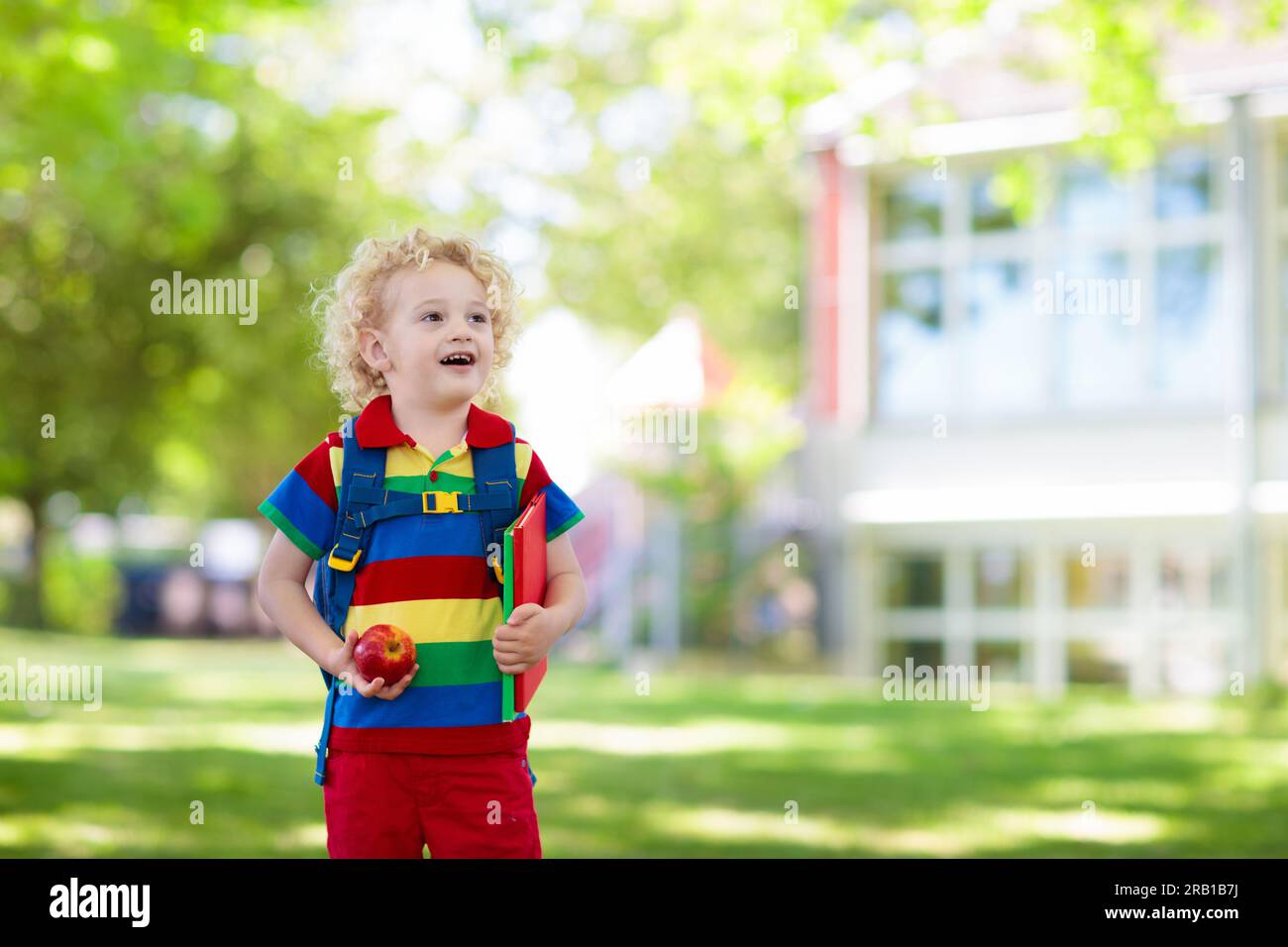 Child going back to school. Start of new school year after summer ...