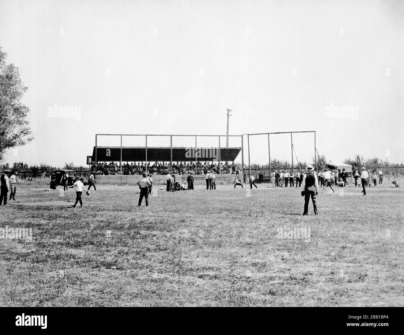 Sacramento, California, c 1915 A baseball game being played at a fleid
