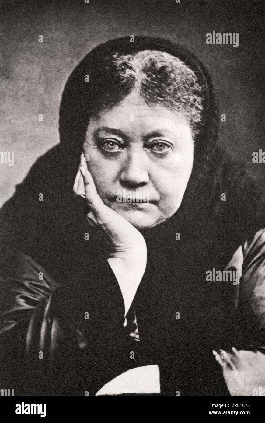 c.  1880 A portrait of Helena Blavatsky, Russian occultist and co-founder of the Theosophical Society Stock Photo