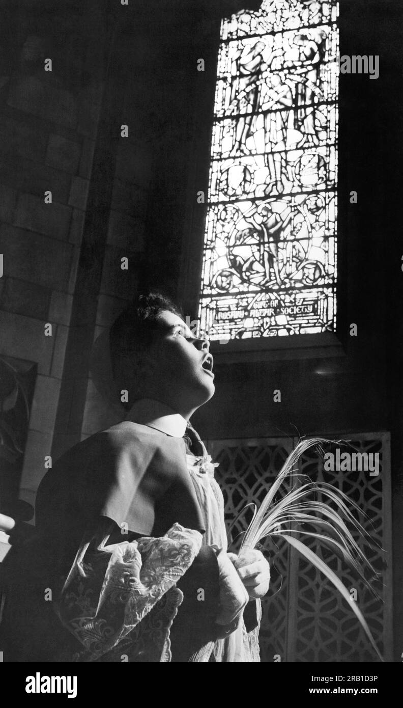 New York, New York c. 1937 A choir boy at St. Vincent Ferrer's Church